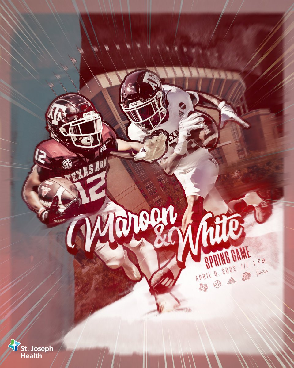 AggieFootball's tweet photo. All the info for the Maroon &amp; White Game you'll need for Saturday. 

🏟 Kyle Field
📅 Saturday, April 9
🕐 1 p.m. CT
🎟 FREE
🔗 https://t.co/PuG8W6Duig
#GigEm https://t.co/VoYQsxloDO