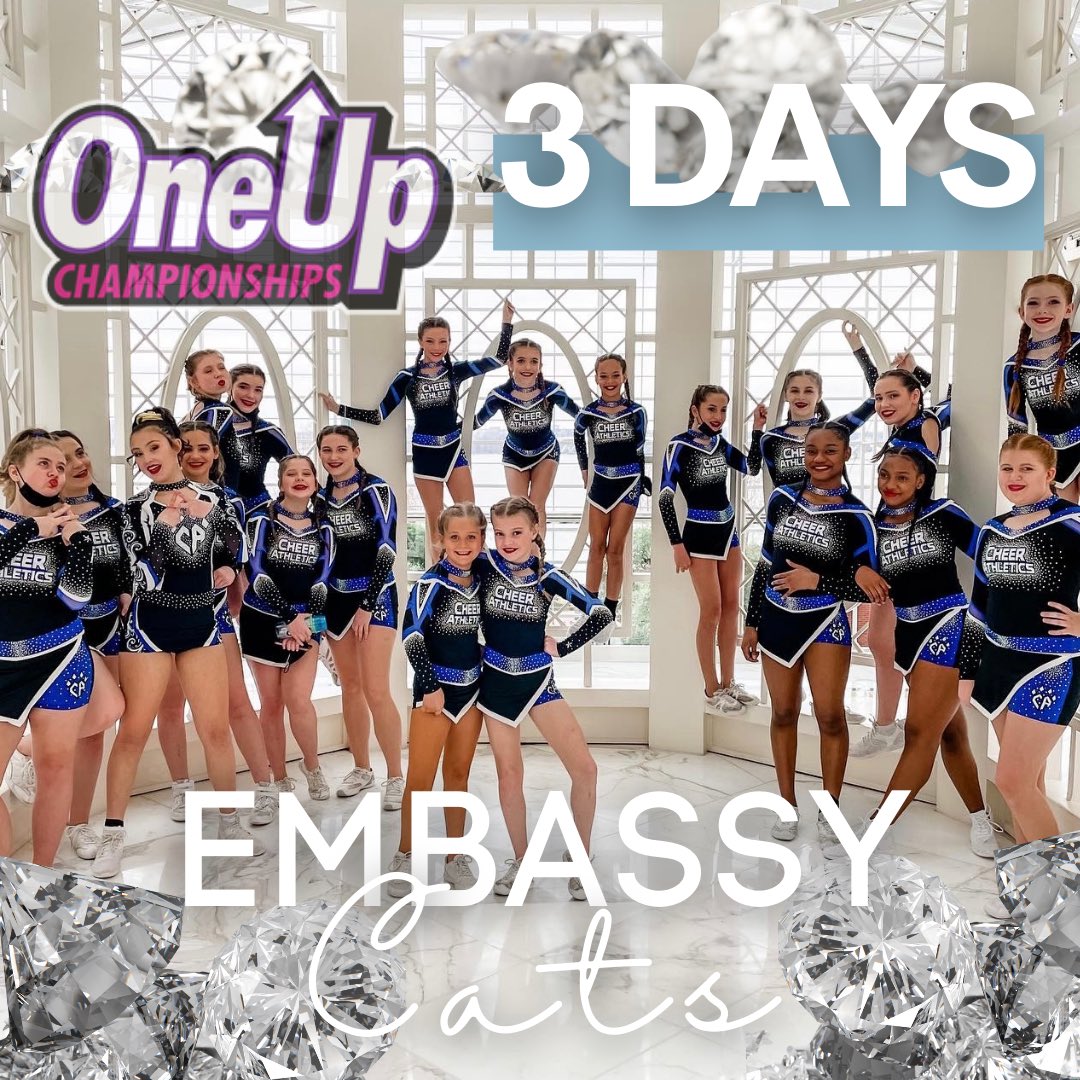 Tonight is our last practice and send off party before we head off to Nashville Friday for One Up!! ⁣
⁣
Time to put in some last minute work so we can earn that win and bid this weekend!!! Go Embassy!! ⁣
🔥🙌🏼🎉💎💚💙🖤⁣
.⁣
.⁣
#embassycats #oneup #domin8 <a href="/ca_charlottenc/">Cheer Athletics NC</a>