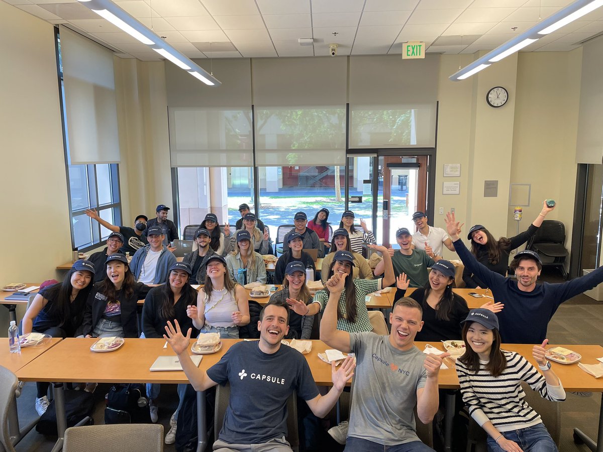 Had the pleasure of hosting a couple GSB Alums from <a href="/capsulecares/">Capsule</a> yesterday! Peter and Luke, thanks for telling us about the company and bringing the cool hats! 💊