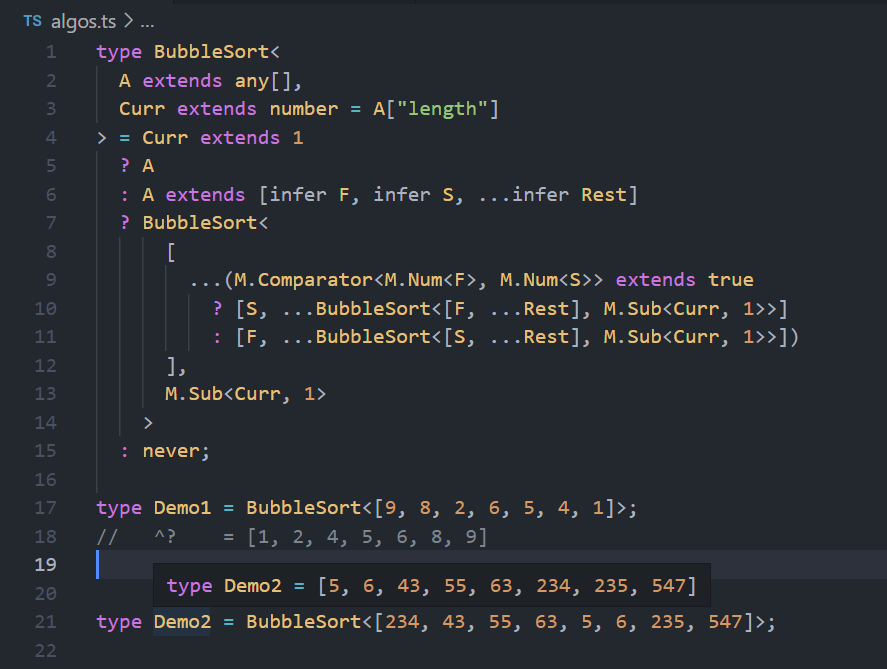 Interviewer: Write a bubble sort algorithm. Me: tsplay.dev/N7OPDN