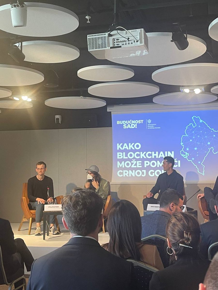 TokenRidge's tweet photo. BREAKING #CryptocurrencyNews !!!

@VitalikButerin spotted giving a talk on "How #blockchain can help #Montenegro" and was seen afterwards in the company of $Ridge representatives
Super bullish on #RidgebackInu🚀💯📈🔥

#Ridge4Charity #RidgeNation #altcoin #100xgem #cryptotrading https://t.co/Qh1PXN0nYo