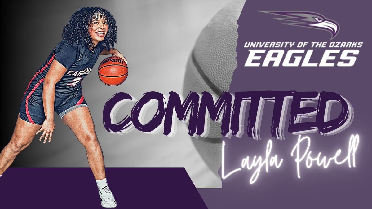 LaylaPowell9's tweet photo. I am very excited to announce that I am 100% committed to continue my education and play at the next level at The University Of the Ozarks!!!💜Would love to thank God for blessing me in so many ways and my parents for pushing me every step of the way! Go eagles 🦅 #committed https://t.co/udnF8jikHW
