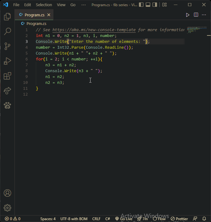 _tsorayi_'s tweet photo. Doing the fibonacci series in the new C# .Net 6.0 framework.
Kinda miss all the boilerplate code. Your thoughts on the matter?
#100DaysOfCode #programming #dotnet #maths #advancedmaths #CsharpCorner https://t.co/PLdqmfdNEQ