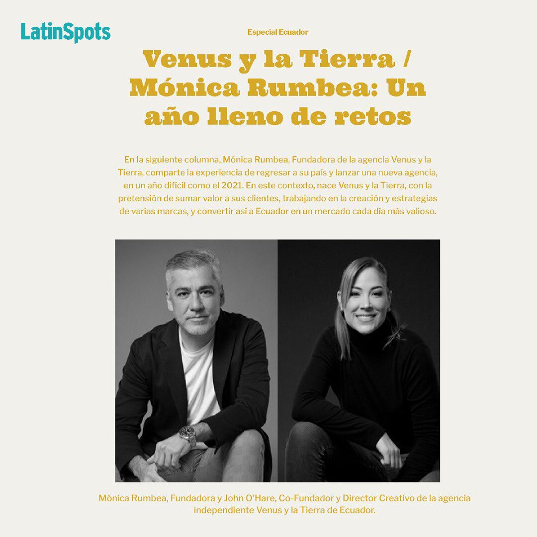 Brandwithme's tweet photo. #LatinSpots presenta su edición No. 166 con la temática Escenarios Desafiantes. Te invitamos a leer la columna de Mónica Rumbea sobre nuestra agencia hermana @VenusyLaTierra_ y el recorrido que han hecho junto a nuestro Director Creativo @John_Ohare > https://t.co/QLfiPRmkLd https://t.co/URjep7ij8P