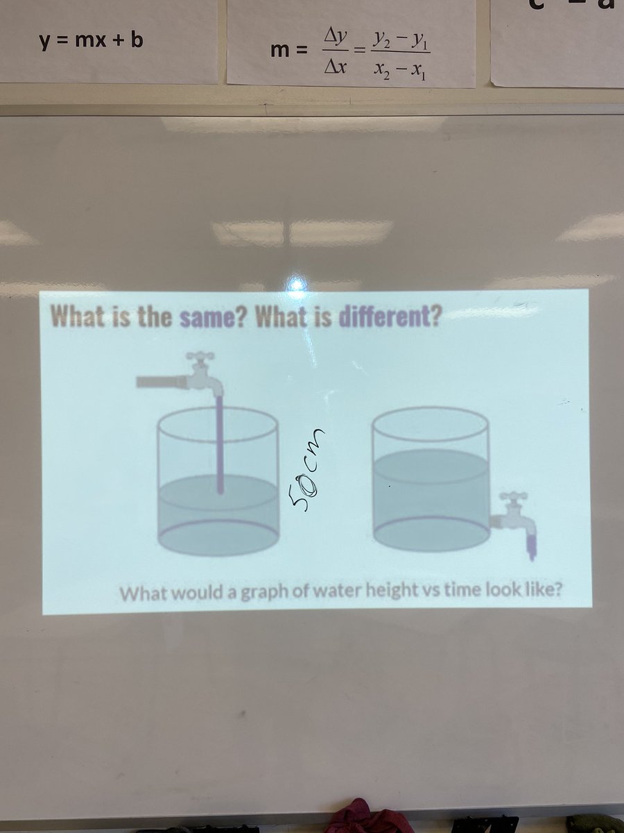 MrO_Math21's tweet photo. Fun (and wet) day in #MAP4C making predictions, discussing, and collecting data on the flow of water out of a tank. Tomorrow we put the data into @Desmos to find the best model and answer questions https://t.co/KZREgR9dmP