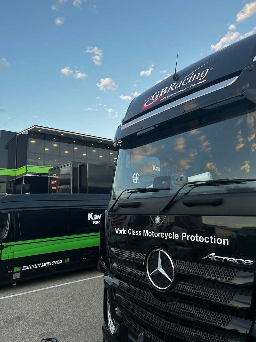 GBRacingEU's tweet photo. An eventful trip with a 14-hour delay on the M20 &amp; all the joys of carnets and customs! In the @AragonMotorLand paddock now ready to support the @WorldSBK teams &amp; to help anyone looking to protect their bike — come find us &amp; say hello! #fullfactoryforeveryone #AragonWorldSBK https://t.co/0a77pflDem