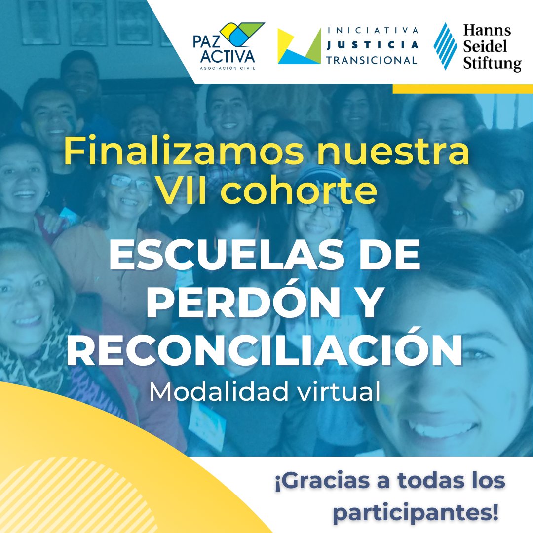 TransicJusticia's tweet photo. Y así culminamos nuestra VII cohorte de Escuelas de Perdón y Reconciliación.
Gracias a este maravilloso grupo.

Recuerda  inscribirte para próximas cohortes a través de https://t.co/LyLstPqhaz

Consulta nuestra bio de Instagram @PazActiva 

#Perdón #Reconciliación #Democracia https://t.co/vwOdmtlyWx