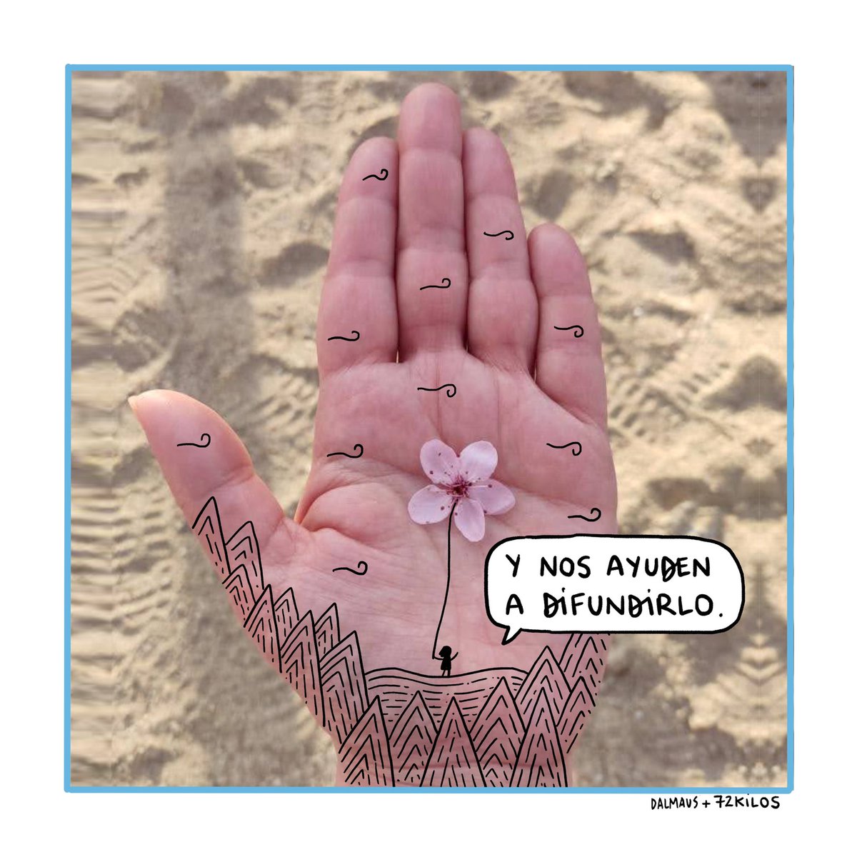 72kilos's tweet photo. Mi amigo @dalmaus ha dibujado el cuento MANO AMIGA con la ayuda de sus hermanos.

Cuando a su padre, @ildeoli , le diagnosticaron ELA, descubrieron que era una enfermedad que a día de hoy no tiene cura, pero que si sumamos miles y miles de manos, la encontraremos pronto. 

(1/3) https://t.co/wQbEaoFBXT