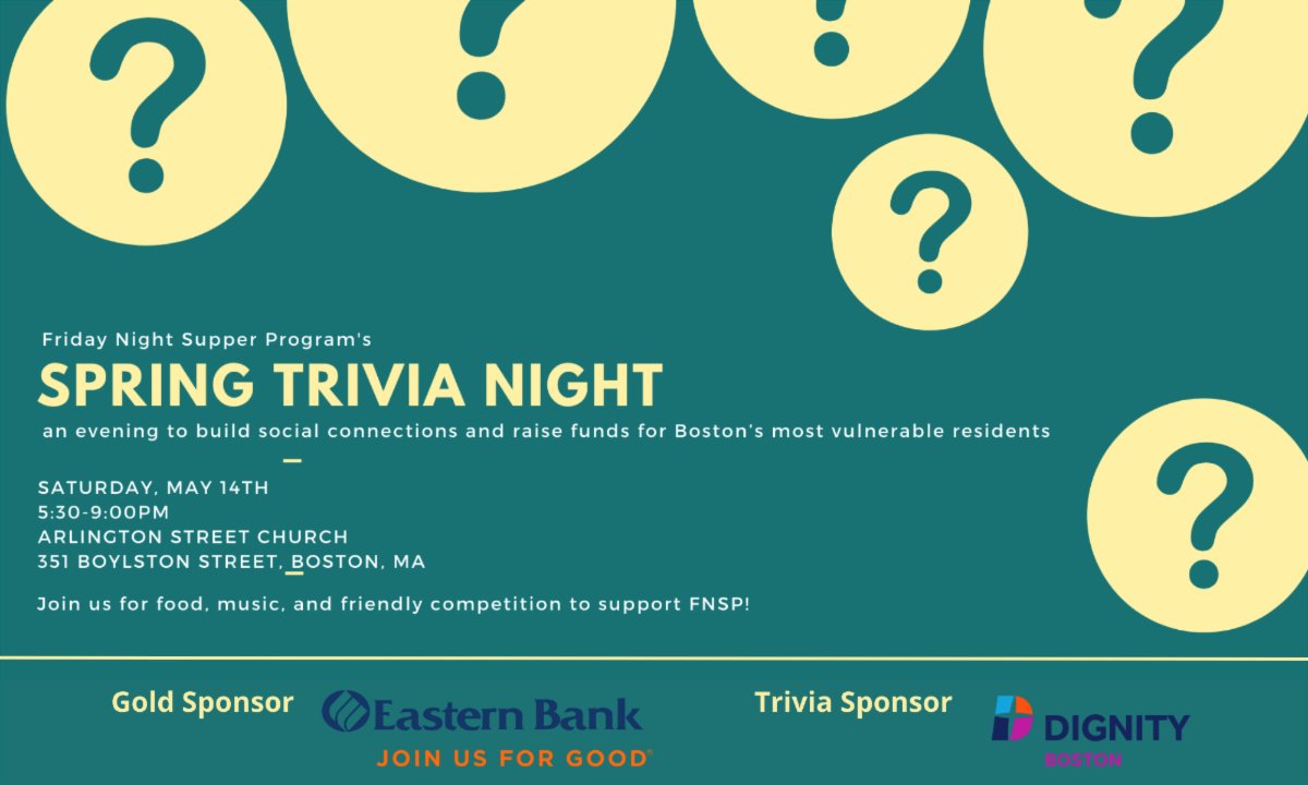 So excited to share that <a href="/Sporcle/">Sporcle</a> will be moderating FNSP's Trivia Night on May 14th! Thanks to our friends <a href="/DignityBoston/">Dignity Boston</a> for sponsoring the Trivia portion of  the evening! Get your tickets here: tinyurl.com/fnsp-spring2022!
conta.cc/3ufVnaq