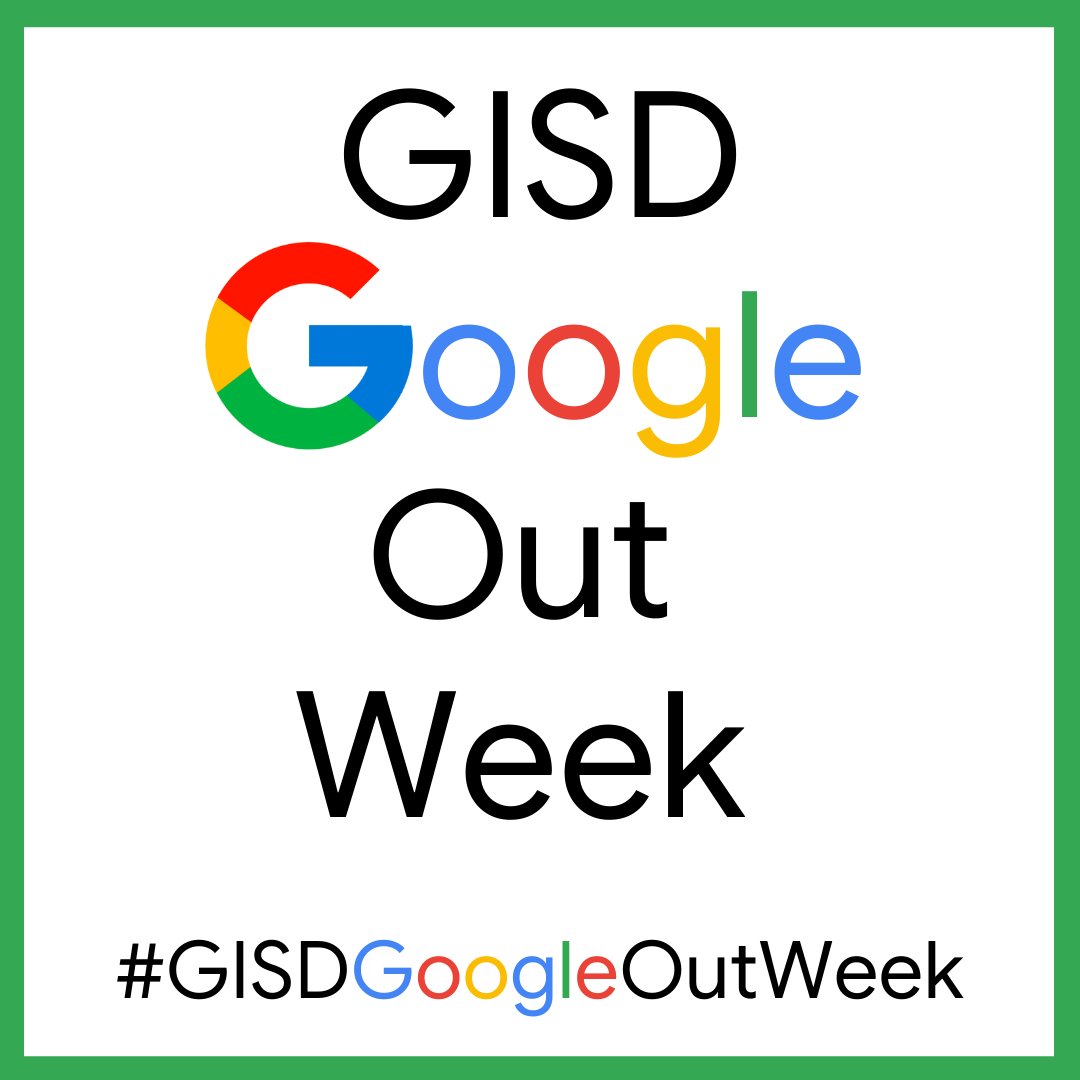 DigitalGISD's tweet photo. Join us as we celebrate the 2022 #GISDGoogleOutWeek! 
A week-long event starts on April 18 and features daily challenges to use google tools culminating with a salute to GISD Google Certified Educators, Trainers, and Coaches.  

Head to https://t.co/voIumNeiCN for more info. https://t.co/A0UzTDxFAz