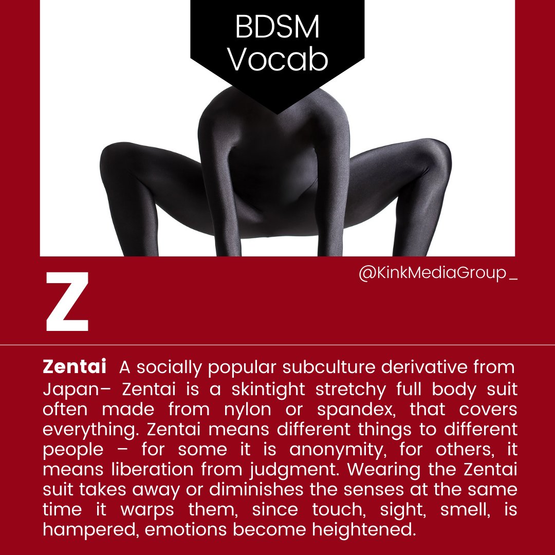 KinkMediaGroup's tweet photo. Z is for... Zentai

#KinkMedia #Kink #BDSM #BDSMvocab #KinkMediaGroup #DommeNation https://t.co/TveeJq1FuQ