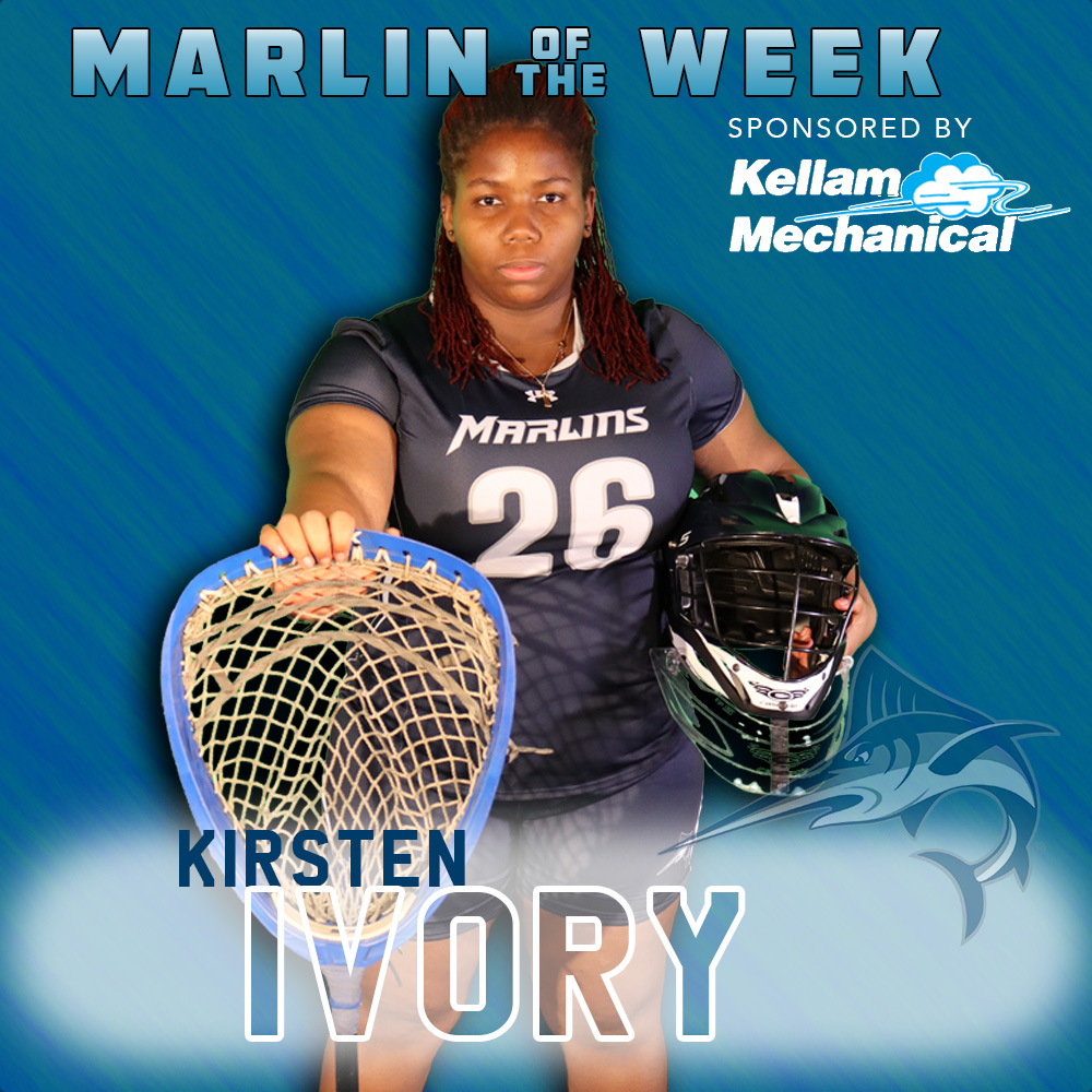 marlinsathletic's tweet photo. The Marlin of the Week, sponsored by Kellam Mechanical, is Kirsten Ivory of @Marlins_wlax!

Ivory has helped the Marlins to three consecutive wins tallying 33 saves and 15 ground balls. VWU hits the field tonight at 5 PM!

#WeTheBeach #FinsUp
#TELLEMKELLAM
@tellemkellam https://t.co/6Jp0VAir56