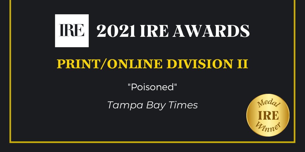 This investigation by <a href="/TB_Times/">Tampa Bay Times</a> with the support of <a href="/frontlinepbs/">FRONTLINE</a> is the winner of the print/online division II category &amp; an IRE Medal. Judges said the investigation was “extraordinary, focused and a step above the rest.” #IREAwards