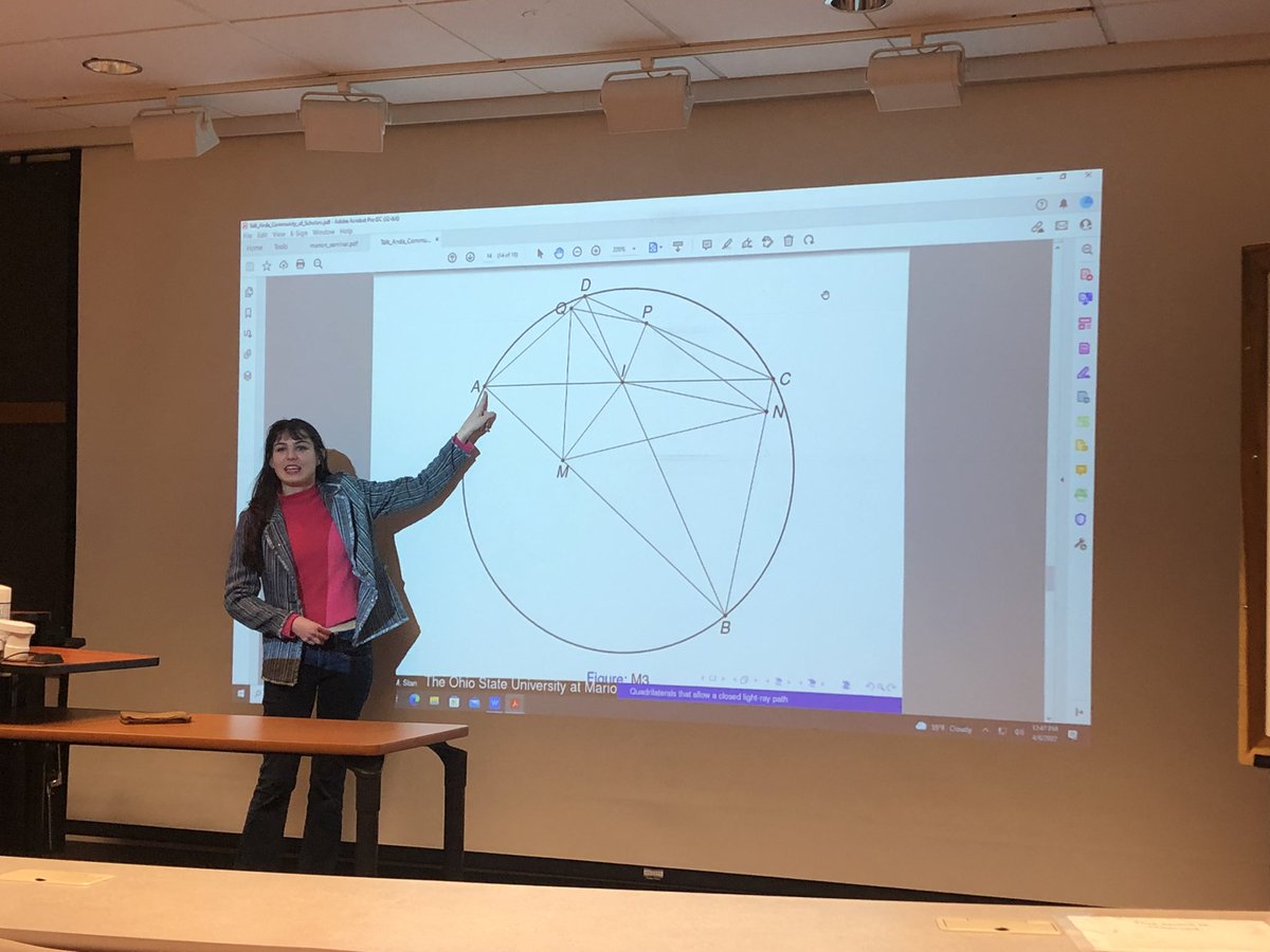 OSUMarionHURO's tweet photo. @OSUMarion math major Anda Stan gave a great research presentation today in our #CommunityOfScholars seminar. #GeometryProofs https://t.co/gSmNGeLAi8
