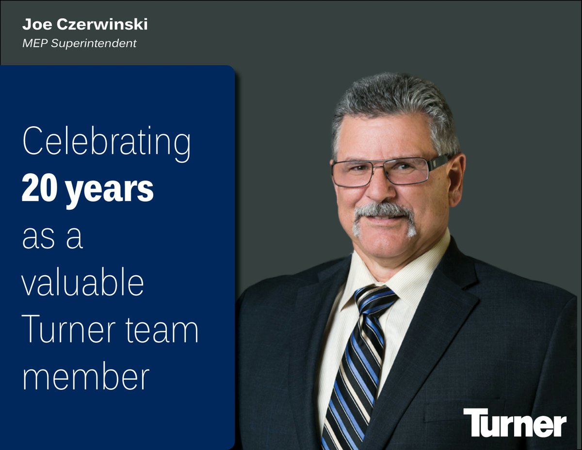 TurnerMidAtl's tweet photo. Congratulations to Joe Czerwinski who is celebrating a milestone anniversary this week! Thank you for your dedication and hard work Joe!
.
#TurnerVersary #WorkForTurner #TurnerMidAtlantic #TurnerConstruction #Turner_Talk #BuildWithTurner #TurnerDifference https://t.co/VAlg87VJke
