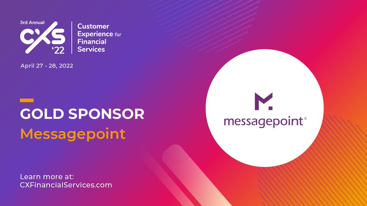Join us in welcoming <a href="/MessagepointInc/">Messagepoint</a> to #CXFS2022 ! Messagepoint is a SaaS-based CCM solution enabling organizations to enhance customer experiences with optimized communications. If you are a #CustomerExperience leader in #FinServe this is one event you won't want to miss!