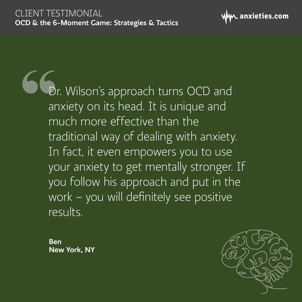 Ben from New York gave us this great review on my latest course, OCD &amp; the 6-Moment Game.

Learn more about the course at anxieties.com/ocd-and-the-6-…
