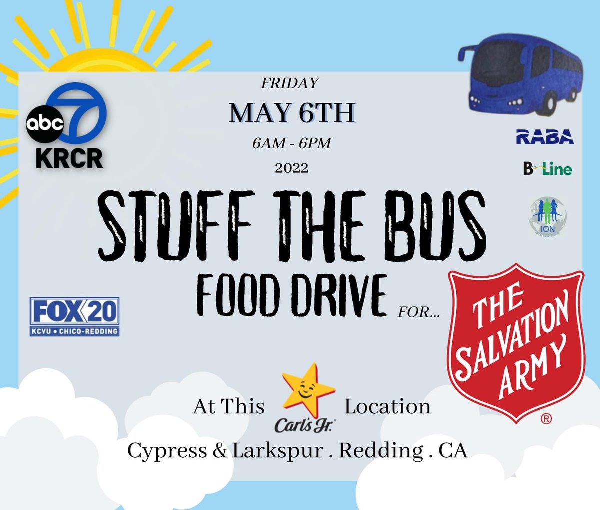 TSA_Redding's tweet photo. STUFF THE BUS FOOD DRIVE sponsored #KRCR 
GREATEST needs of newly purchased food:
Small JarsPeanut Butter
Small JarsJam/Jelly
Sm bags rice
MacnCheese
Pasta
Cereal
Canned Vegie
Canned Fruit
Canned Soup
Cnd Tuna/Meat
Pasta Sauce
Granola Bars
placed in grocery bags for families https://t.co/87wguhafJ3