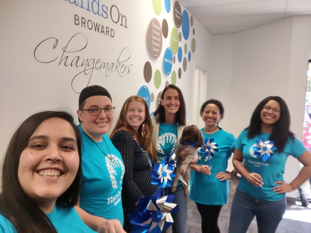 Today our team is wearing blue in honor of Child Abuse Prevention Month. Join us in helping raise awareness about child abuse and neglect prevention by wearing blue and sharing your selfie with friends.
#Blue4Prevention #Blue4BrowardAWARE #GreatChildhoods #PinwheelsForPrevention