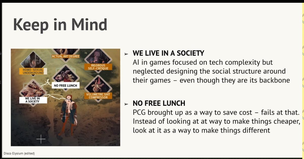 Absolute top-notch "tap the sign" potential on the closing slide of <a href="/florencesn/">Florence Smith Nicholls</a> and <a href="/pyrofoux/">🇵🇸 Younès</a>'s extremely good talk Choose Your Own Misadventure: the Future of AI for Game Design