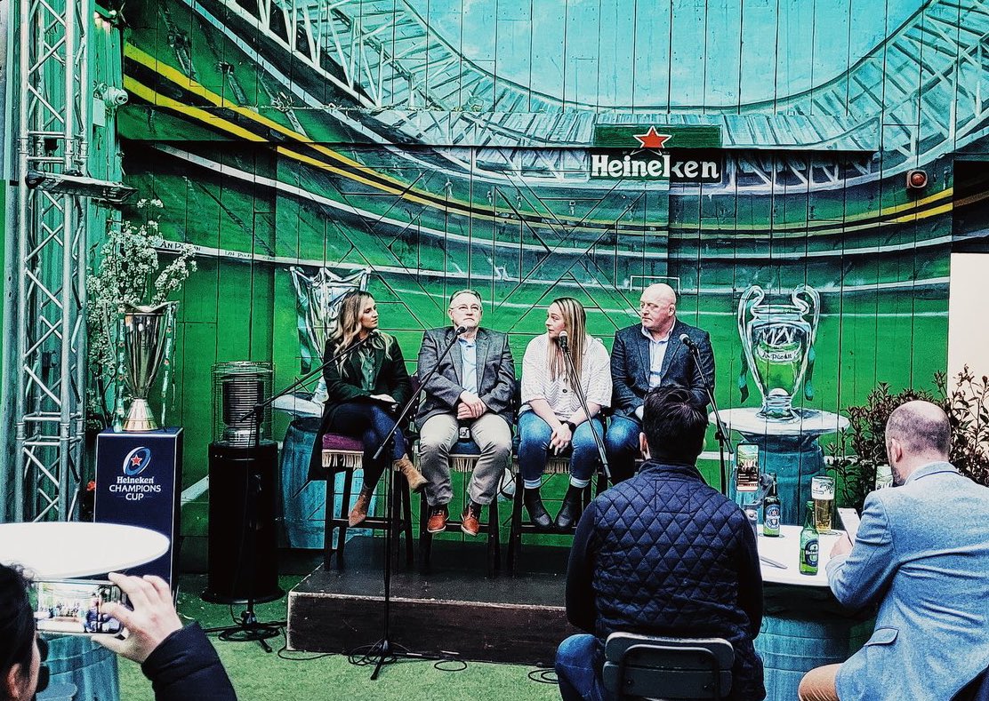 ChristinaMahonx's tweet photo. Really enjoyed getting the ball rolling in Galway with @Heineken_IE ahead of the big one this Friday 🏉 

Thanks to everyone who joined us, and to all my lovely guests for keeping me company! 
#CONvLEI #HeinekenChampionsCup https://t.co/jQMlAw4kMm