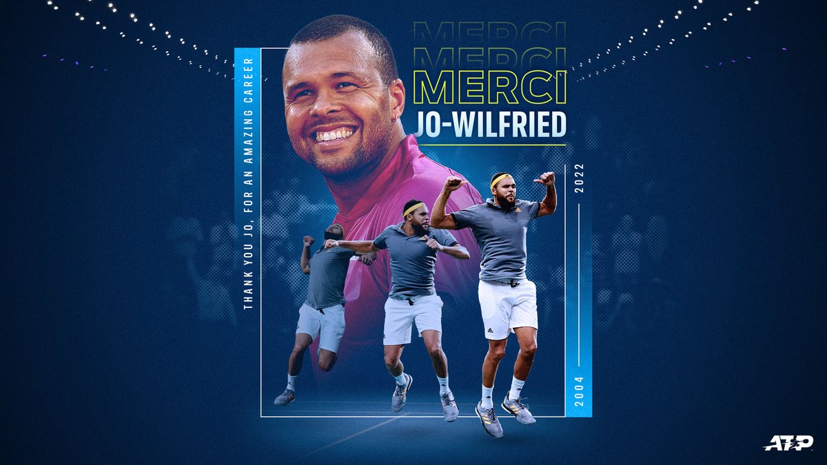 atptour's tweet photo. Grand Slam finalist, two-time Masters 1000 Champ, and former World No. 5 @tsonga7 will retire at the 2022 Roland Garros 👏

What a run 🙌
Merci pour tout, Jo! ❤️ https://t.co/nSU1EGVXKt