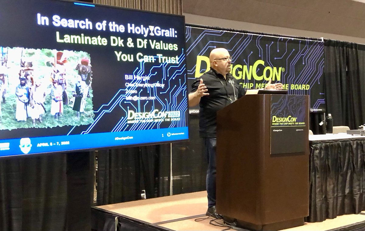 TheEEcosystem's tweet photo. Bill Hargain if Z-zero ⁦@DesignConEvent⁩ in the Chiphead Theater talking about Dk &amp; Df data you can trust. https://t.co/CnOGEyS6sz