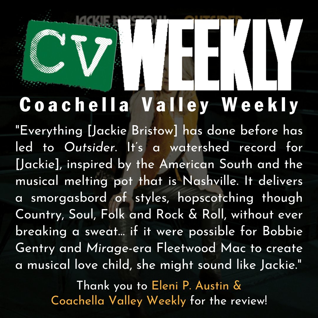 Here’s another great review for <a href="/jackiebristow/">jackie bristow</a>’s new record "Outsider," this time from California outlet <a href="/CVWeekly1/">CV Weekly</a>! Check out this great review in the digital edition of their latest issue at the link below, and keep streaming the record on all platforms as well!