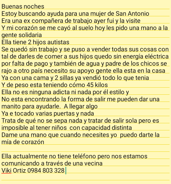 CMonemu's tweet photo. @martinburt @KattyaGonzalez9 Srs necesito su apoyo ella era una ex compañera de trabajo fui a visitarla y ella esta necesitando sus apoyó por favor https://t.co/iIu0F17uFB