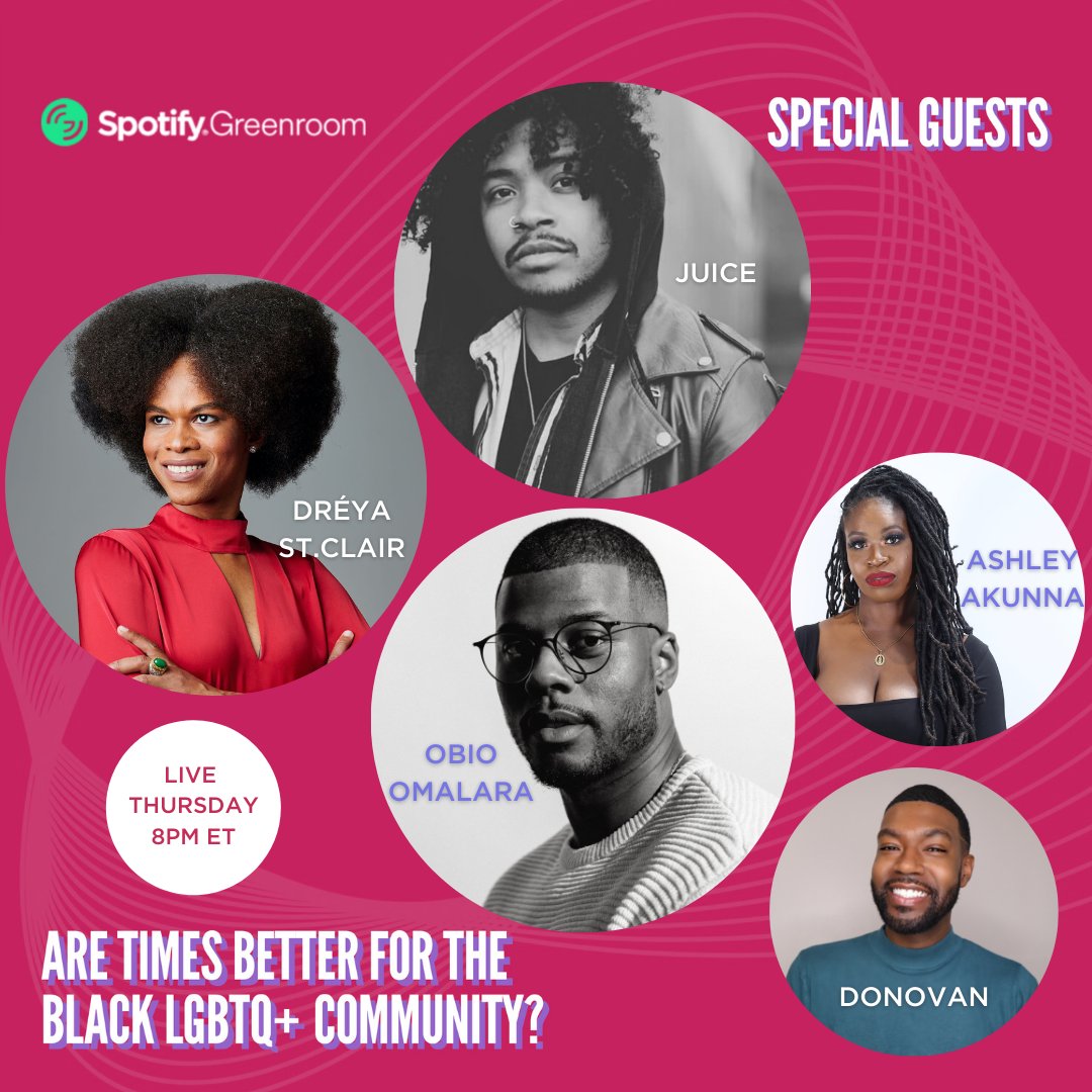 Success stories for LGBTQ+ folks are more commonplace now, right? Does that mean things are actually better for the Black LGBTQ+ community?🍇 Join us @ 8pm EST TONIGHT with @obioojones, @DreyaStClair & Juice to discuss on @spotifygreenroom!!! Lock it in: spotifygr.link/thegrapevine