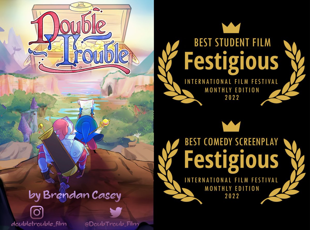 The Double Trouble team is excited to announce ✨ 2 AWARDS ✨ at <a href="/festigious/">Festigious</a> International Film Festival!

- Best Student Film
- Best Comedic Screenplay

We can’t wait to see whats next for the film!