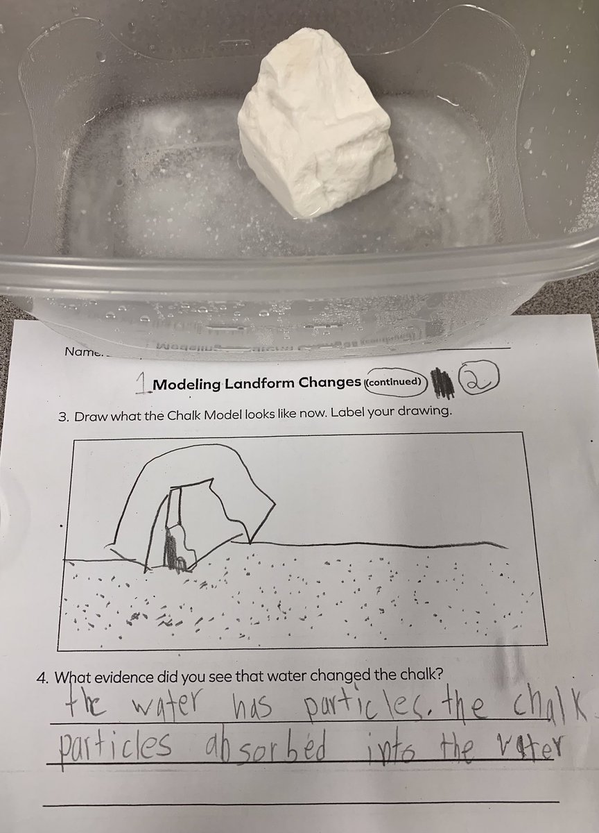 Grade 2 figuring out how water can change the shape of landforms! They loved squirting water on the chalk &amp; using ipad/camera to zoom in! #NGSS <a href="/Amplify/">Amplify</a>