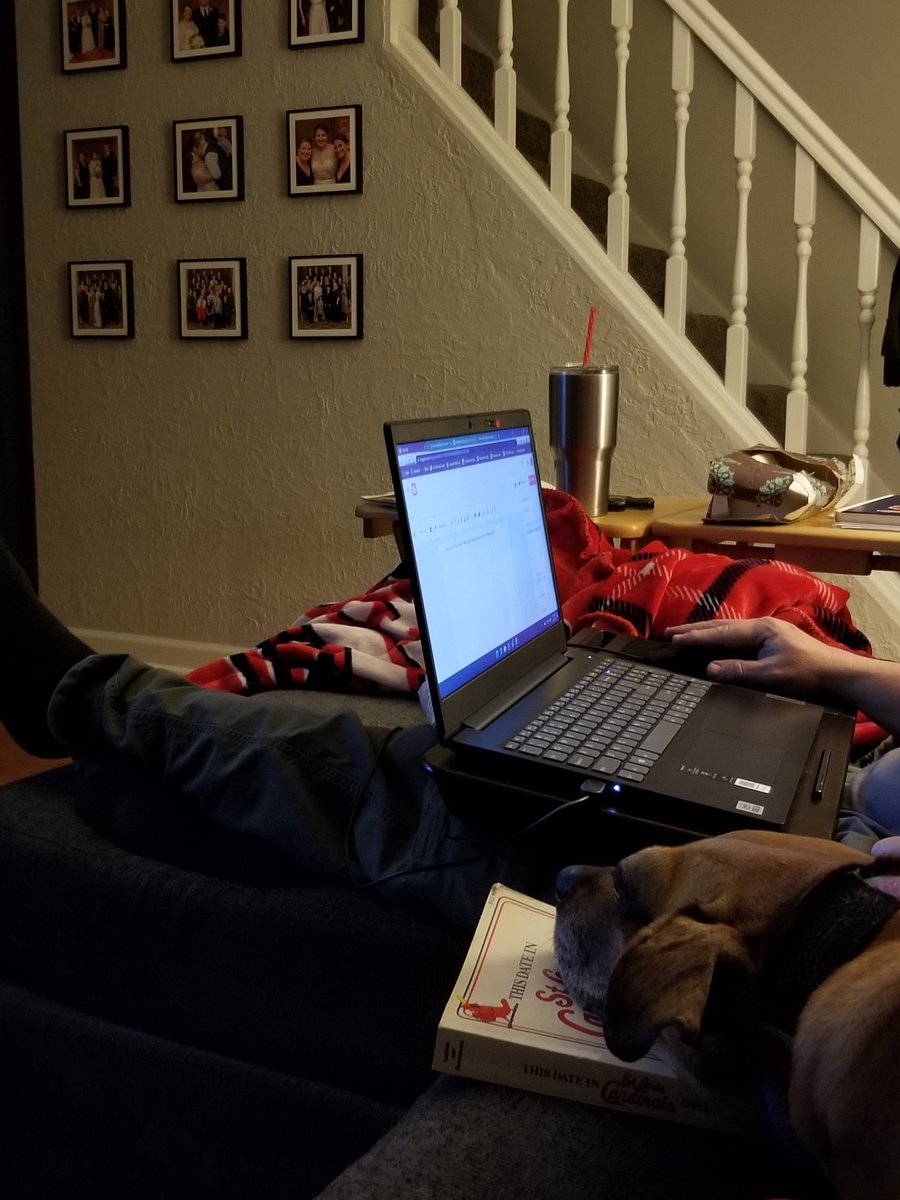 All my loves. <a href="/CardinalHistory/">Wade Forrester</a> writing his next piece and my #SweetLou getting ready for #STLCards baseball.