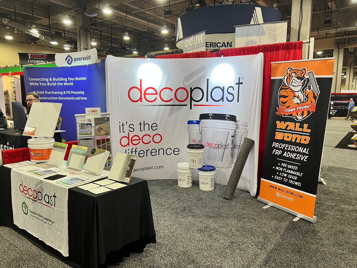 decoplastusa's tweet photo. The DECOPLAST booth is looking good at the @AWCI_INFO Convention & INTEX Expo at the Gaylord Texan Resort in Grapevine #Texas- BOOTH #325! https://t.co/4XZ44sOTbC #eifs #stucco #cladding #AWCICon22 #INTEX22 https://t.co/OUITgL6z6y