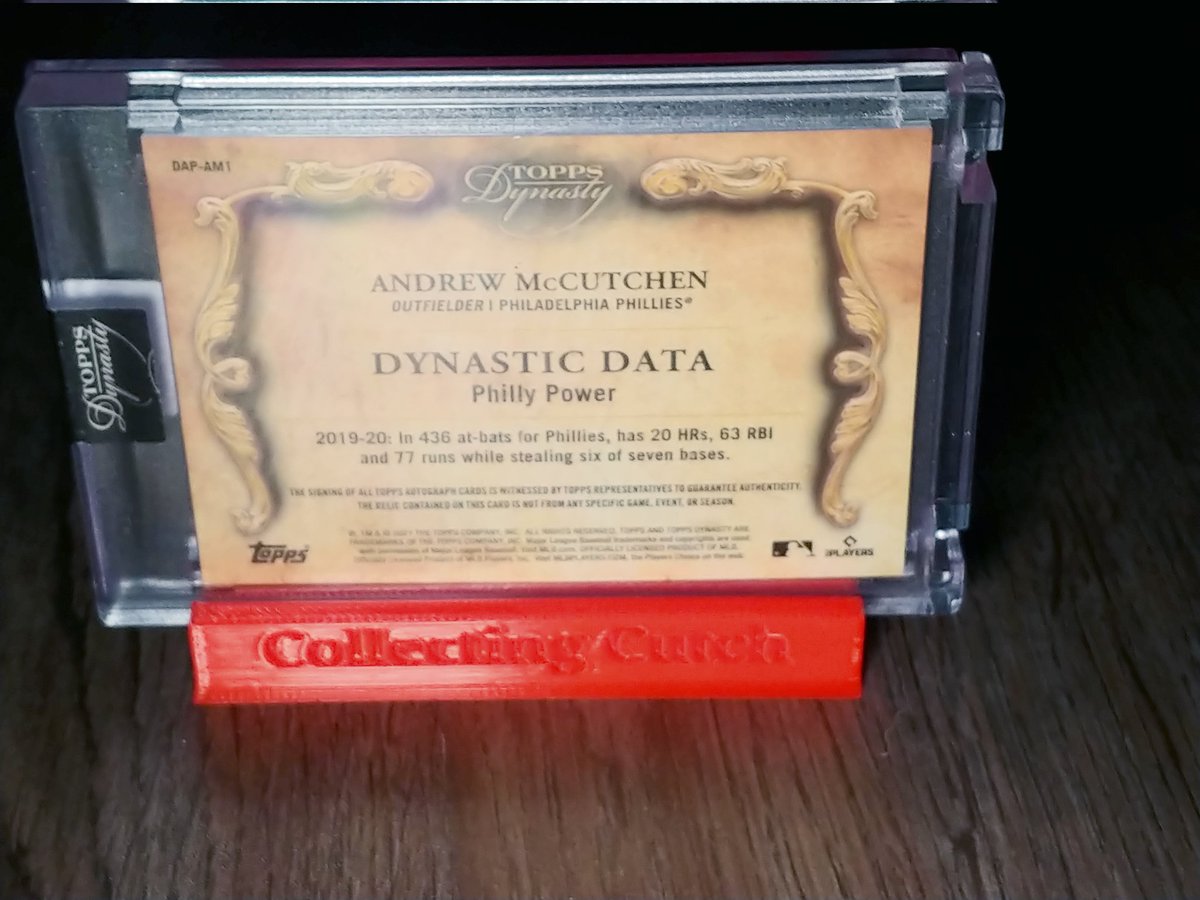 CollectingCutch's tweet photo. Today's #CutchPC card is another 2021 Topps Dynasty card. This time Cutch is featured as a member of the Phillies.
The back discusses his power numbers as a member of the Phillies 2019-20. In 436 at bats, Cutch had 20HR, 63RBI, and 77 Runs scored atop the Phillies lineup. https://t.co/izBQ6YRUDT