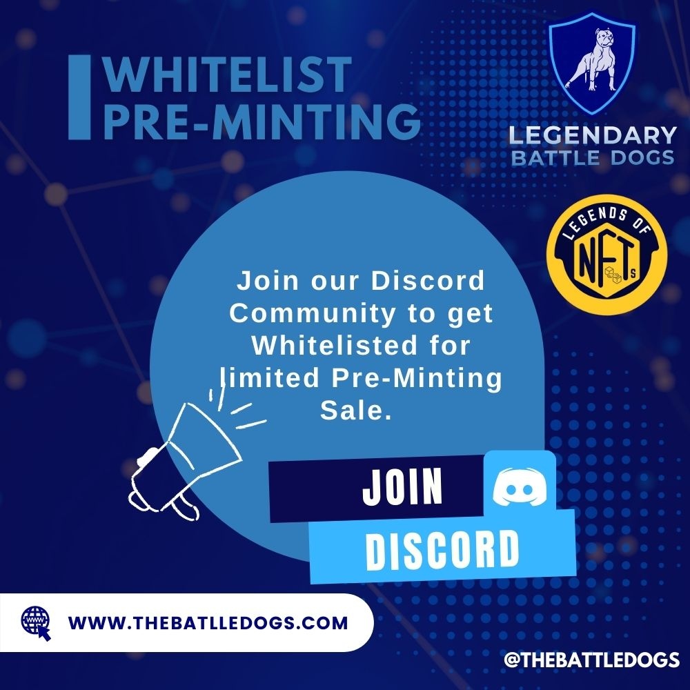 LoNFTs's tweet photo. The Battle Dogs will be available soon for pre-minting and make a splash in the NFT world.
⁠
Join our Discord Community to get whitelisted for pre-minting!⁠
⁠
👉🏼 https://t.co/Wka3BLX730
⁠
⁠
#thebattledogs #legendsofnfts #nftart #digitalcollectibles #nftcollector #nftartist https://t.co/pEzvxAi1Fm