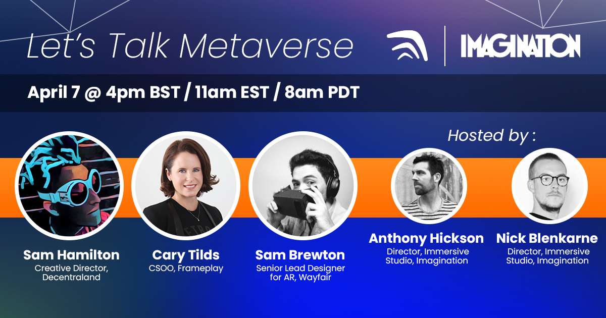 FrameplayCorp's tweet photo. Don’t miss it: @FrameplayCorp will join @decentraland and @Wayfair on a panel led by @ImaginationGLBL to discuss all things Metaverse: https://t.co/hdWDXnNNoB

#videogames #frameplay #advertisingtrends #advertising #advertisingagency #adagency #intrinsicingame https://t.co/lLicCh91DL