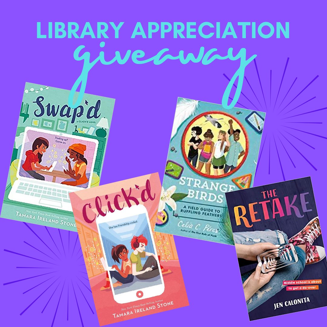 Renegades of Middle Grade (@renegadesofmg) on Twitter photo Another #libraryappreciation giveaway! Follow and RT to enter to win these awesome books by <a href="/tamaraistone/">Tamara Ireland Stone</a> <a href="/CeliaCPerez/">Celia C. Perez</a> and <a href="/JenCalonita/">JenCalonita</a>. We're also doing a giveaway on Instagram right now with books by <a href="/KarinaYanGlaser/">Karina Yan Glaser (Updates Only)</a> and @JanaeMarksBooks! Another #libraryappreciation giveaway! Follow and RT to enter to win these awesome books by <a href="/tamaraistone/">Tamara Ireland Stone</a> <a href="/CeliaCPerez/">Celia C. Perez</a> and <a href="/JenCalonita/">JenCalonita</a>. We're also doing a giveaway on Instagram right now with books by <a href="/KarinaYanGlaser/">Karina Yan Glaser (Updates Only)</a> and @JanaeMarksBooks!