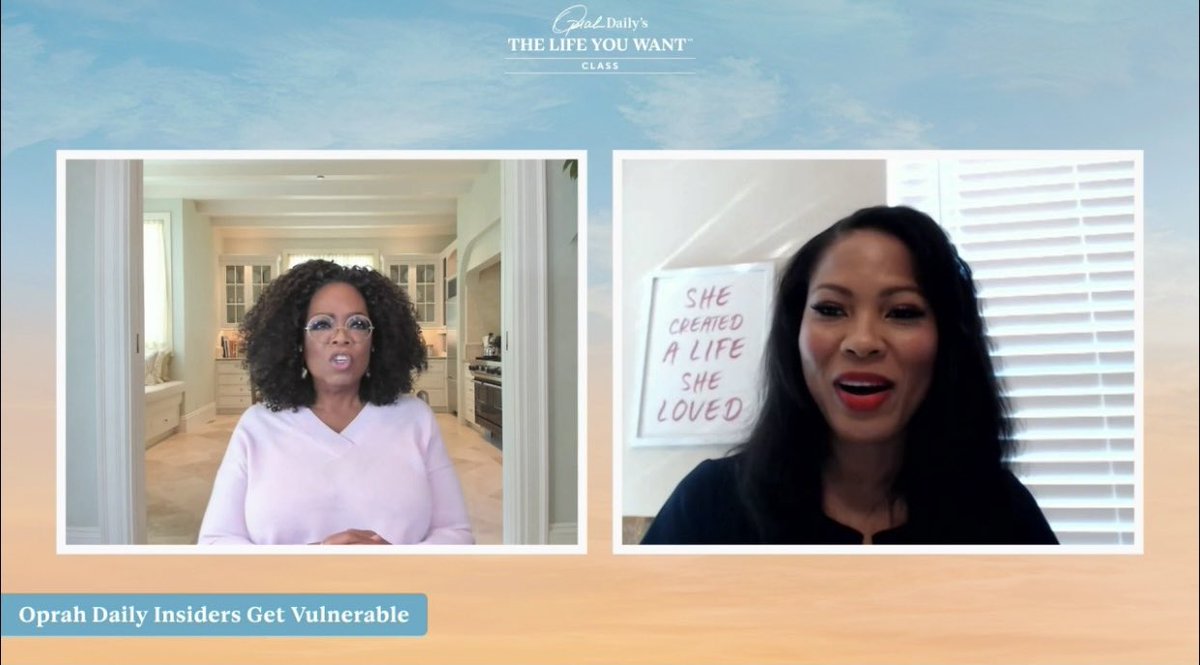 Kaydyma's tweet photo. My friend grabbed these screenshots from my chat with Oprah last night during her “The Life You Want” class. 😭😱💕 I am just very grateful to have had the opportunity to speak with such an amazing human being and her guest Mark Nepo. #doitgod #riseup #singlemom #coach #author https://t.co/XQSdludZxg