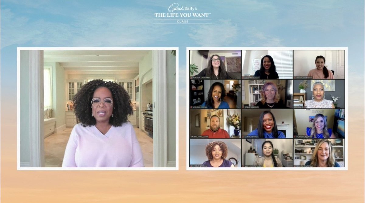 Kaydyma's tweet photo. My friend grabbed these screenshots from my chat with Oprah last night during her “The Life You Want” class. 😭😱💕 I am just very grateful to have had the opportunity to speak with such an amazing human being and her guest Mark Nepo. #doitgod #riseup #singlemom #coach #author https://t.co/XQSdludZxg