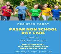 ShepardPasar's tweet photo. The last day to register for the April 25 Non-School Day care is Friday, April 15.  Sign your kids up and have them join the fun!!! https://t.co/c1KdvdIPVr
