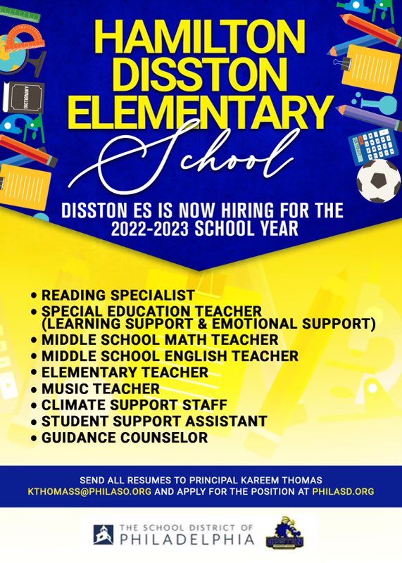 phillycoachreem's tweet image. Spread the word. Join our team @PHLschools @DisstonElem