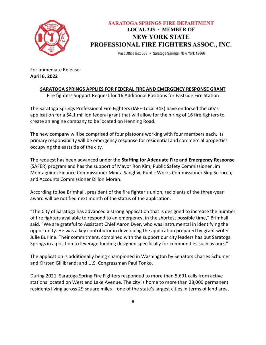 Saratoga Springs Firefighters tweet media