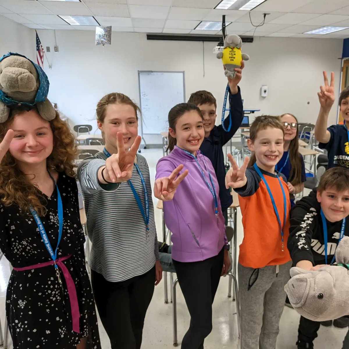 whbilibrary's tweet photo. Some shenanigans from our amazing Battle of the Books team this year, who got to connect with other schools in March! #nationallibraryweek #spartatude https://t.co/hjOzJI1KxO