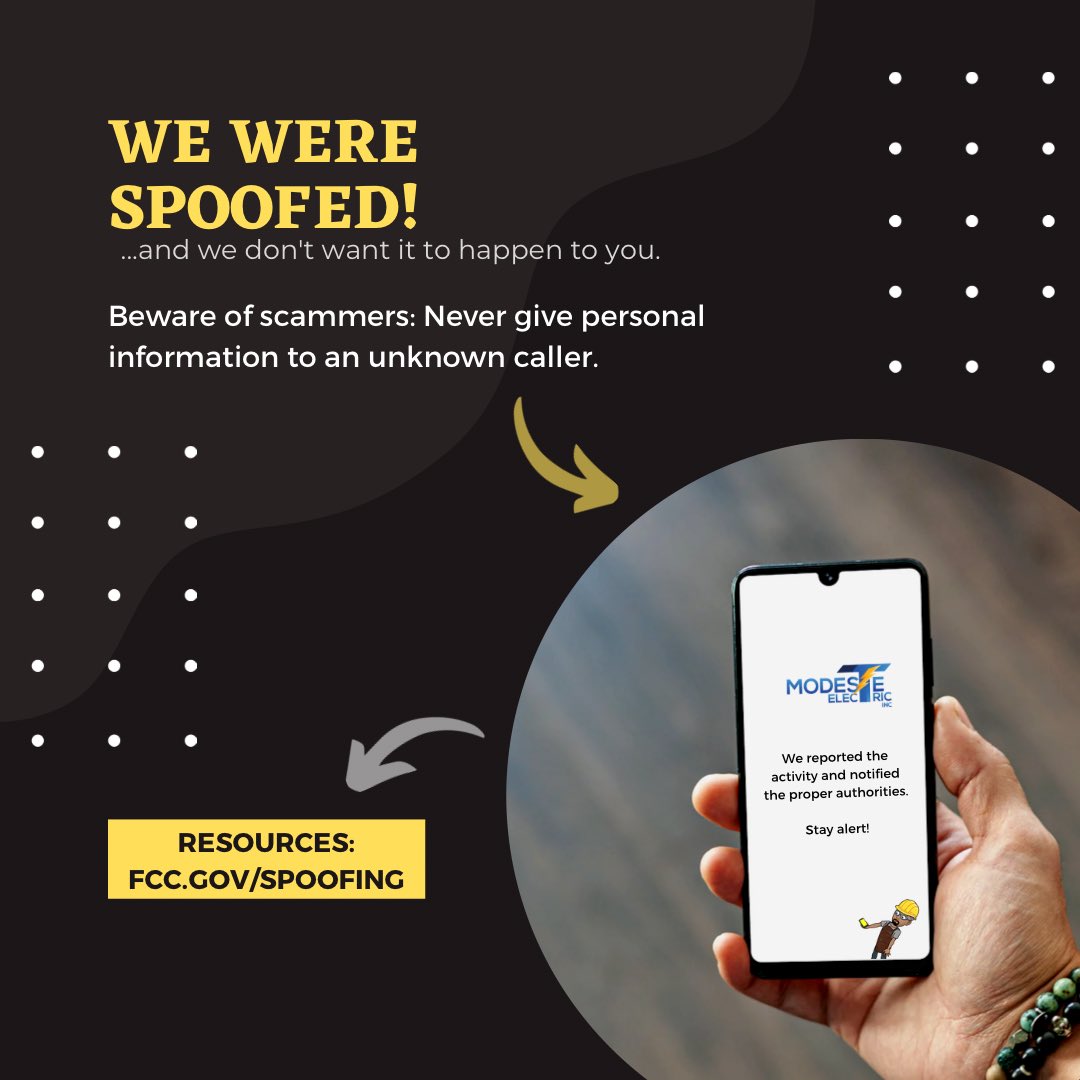 ModesteElectric's tweet image. 📨𝐖𝐞 𝐚𝐥𝐰𝐚𝐲𝐬 𝐥𝐞𝐚𝐯𝐞 𝐚 𝐦𝐞𝐬𝐬𝐚𝐠𝐞 𝐨𝐫 𝐭𝐫𝐲 𝐚𝐥𝐭𝐞𝐫𝐧𝐚𝐭𝐢𝐯𝐞 𝐜𝐨𝐦𝐦𝐮𝐧𝐢𝐜𝐚𝐭𝐢𝐨𝐧 𝐦𝐞𝐭𝐡𝐨𝐝𝐬 𝐰𝐡𝐞𝐧 𝐰𝐞 𝐧𝐞𝐞𝐝 𝐭𝐨 𝐫𝐞𝐚𝐜𝐡 𝐲𝐨𝐮.

If the call does not seem right, 𝙃𝘼𝙉𝙂 𝙐𝙋.

𝐒𝐞𝐜𝐮𝐫𝐞𝐥𝐲 𝐲𝐨𝐮𝐫𝐬,
#ModesteElectric