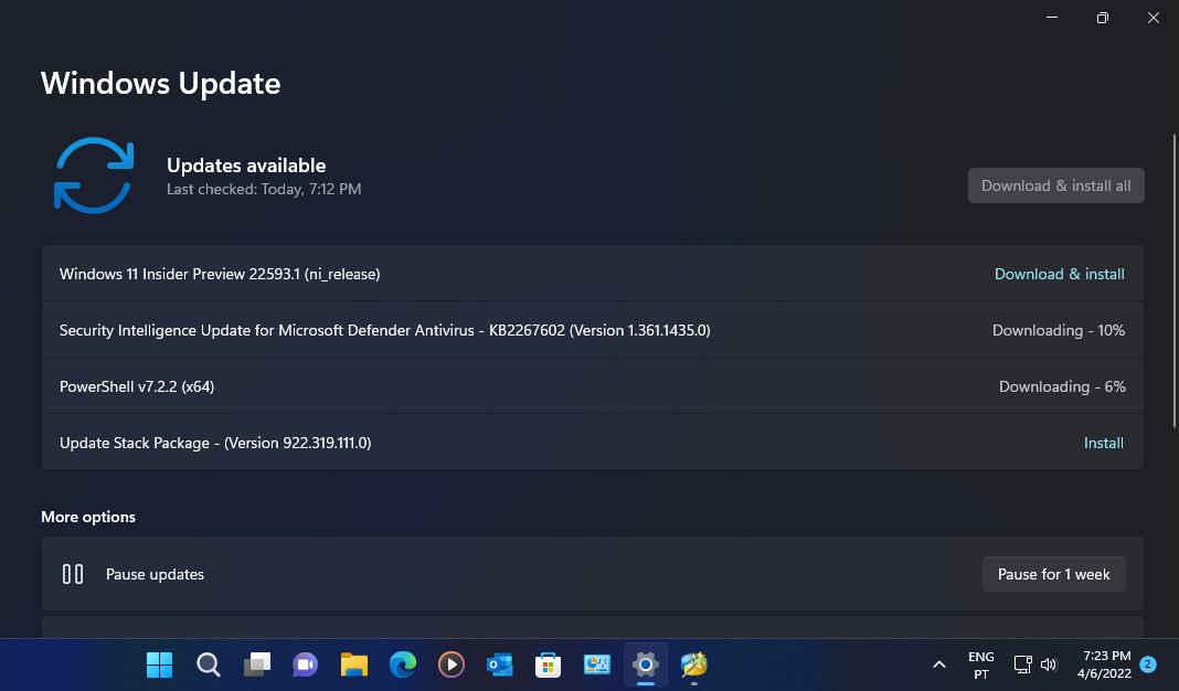n_silva's tweet photo. #WIMVP @windowsinsider #WindowsInsiders #DevBuilds It's that time of the week again! Let's flight #Windows11 Build 22593.1 https://t.co/DcPq8NY9Wf