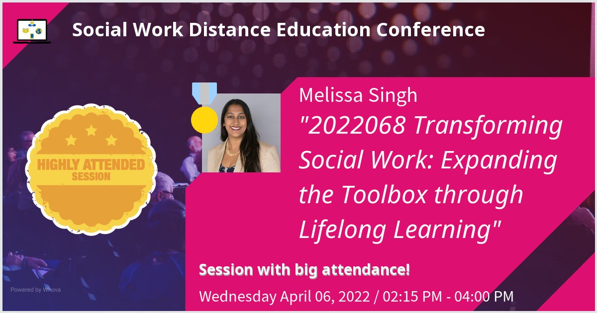 i_socialwork's tweet photo. Gave a talk at Social Work Distance Education Conference on 2022068 Transforming Social Work: Expanding the Toolbox through Lifelong Learning. Thanks for the great turnout! @SWDEConference #SWDEConference #swde2022 #SocialWorkDistanceEducation - via #Whova event app https://t.co/Im1wZd3k52