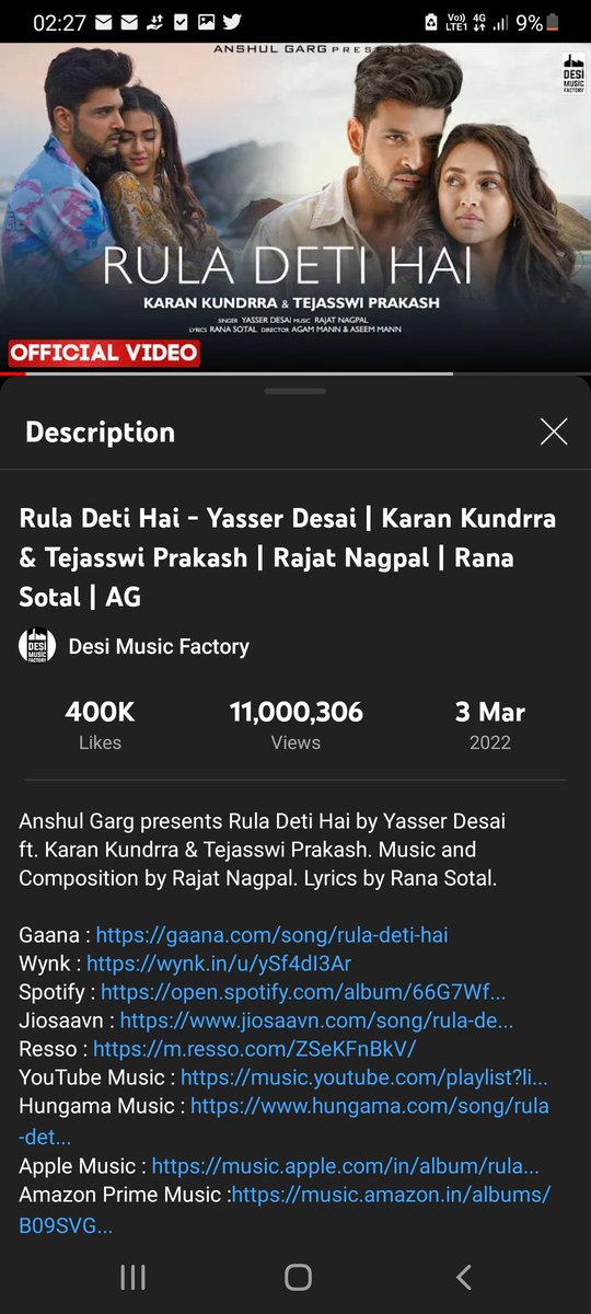 11M Done on #RulaDetiHai 
#TejRan #KaranKundrra #TejasswiPrakash #TejRanFan 
#TejRanxDMF 

EVIL EYES OFF TEJRAN 🧿🧿