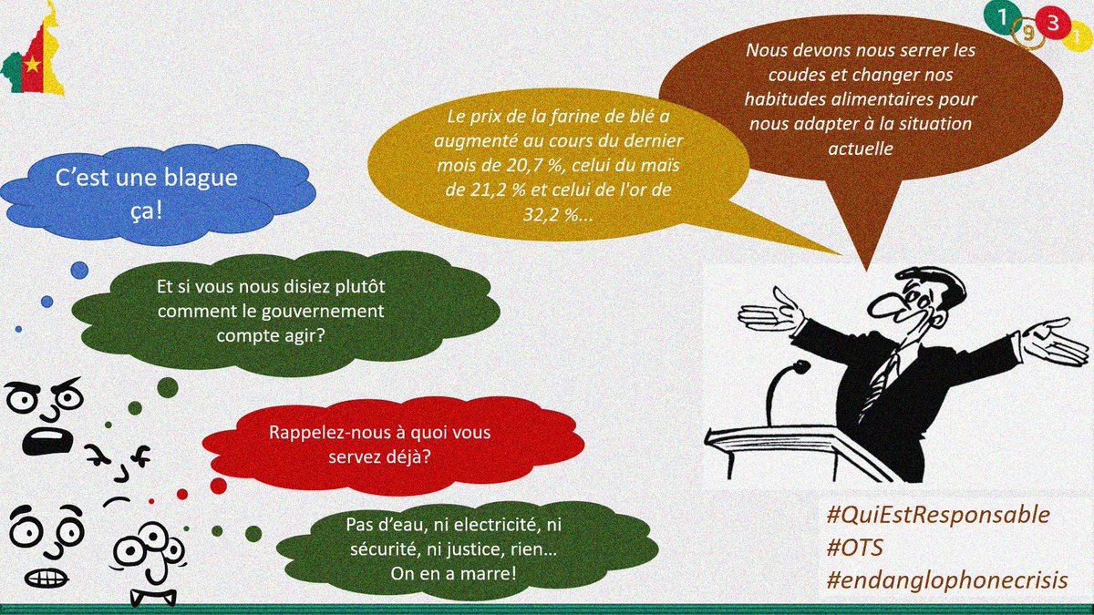 1931_cameroon's tweet photo. M. le Ministre dites nous un peu ce que vous faites à votre niveau pour atténuer l’impact de la hausse de prix sur les citoyens? 

C’est de ça qu’il s’agit!

Sinon dites nous #QuiEstResponsable le citoyen? 
Then why are we paying you? 
#OTS #EndAnglophoneCrisis #EndMobileMoneyTax https://t.co/E3g3esANCI