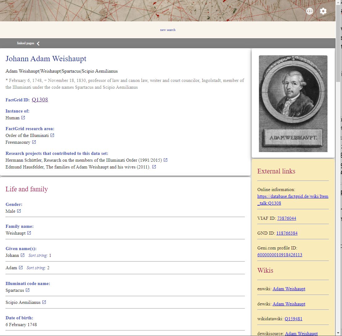 Explore <a href="/b_belhoste/">Bruno Belhoste</a>'s #FactGrid Viewer: a Java script #Wikibase browsing tool that can be modified to run on any Wikibase - grabbing information on the fly from Items and their contexts 

 blog.factgrid.de/archives/2684

<a href="/wikidata/">Wikidata</a> <a href="/nightrose/">Lydia Pintscher</a> <a href="/wbstakeholders/">Wikibase Stakeholder Group</a> <a href="/WikibaseHQ/">WikibaseHQ</a> 
<a href="/LearnWikibase/">LearningWikibase</a>